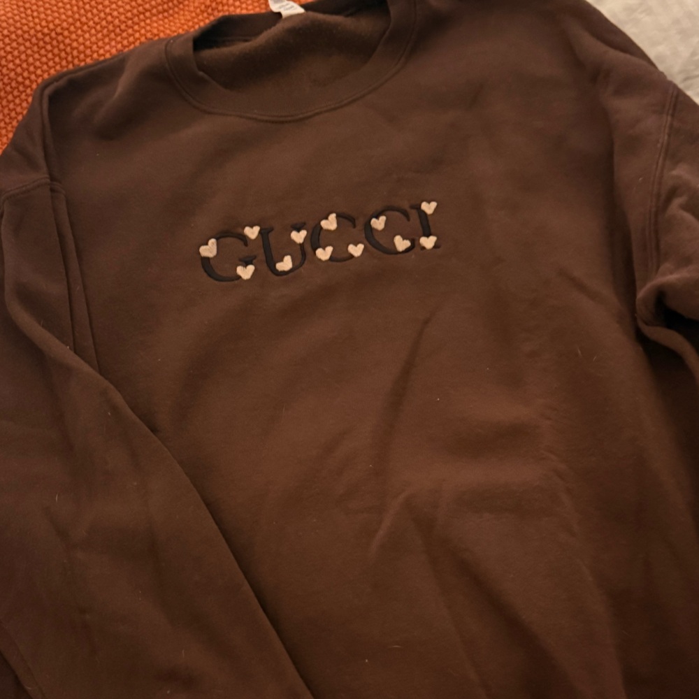 Gucci Embroidered Chocolate Brown Logo Sweatshirt *Le Peachy Brand*